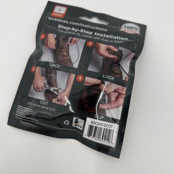 Lock Laces Brown Elastic No-Tie Boot Laces Heavy Duty 72" BRN72 NWT - Picture 3 of 3